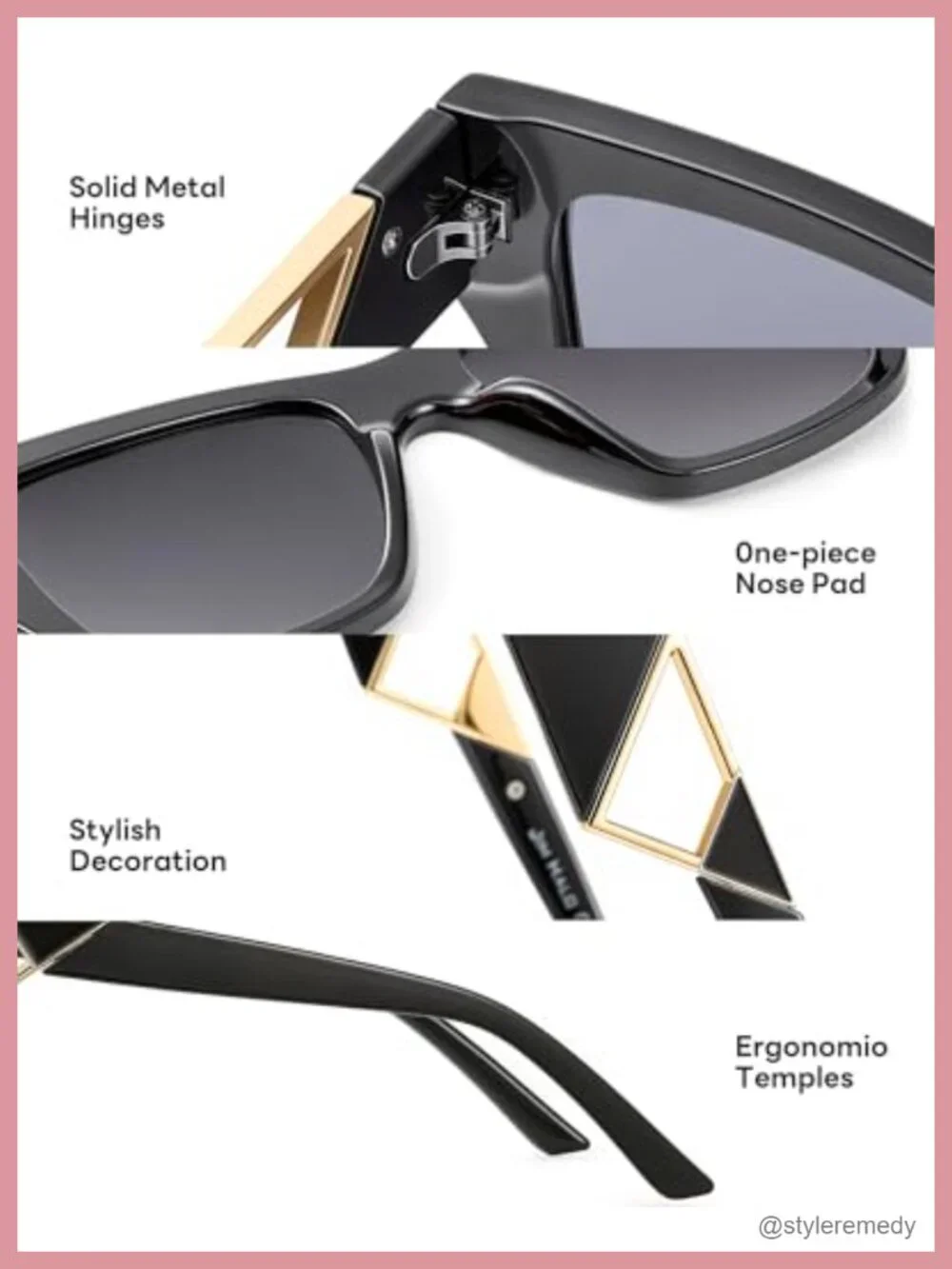 Retro Oversized Square Polarized Sunglasses for Women UV400 Plastic Frame